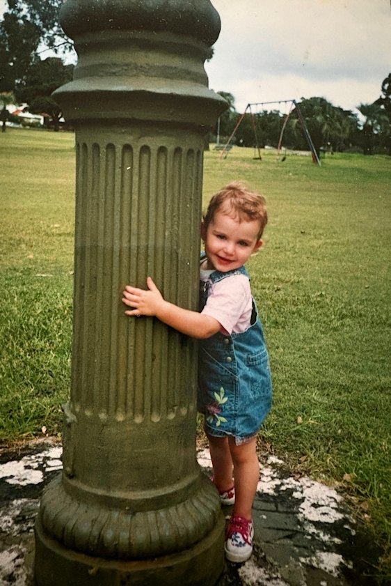A two-year-old Grace Lagan in Robson Park, Haberfield.
