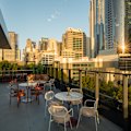 The outdoor terrace is a must at sunset.