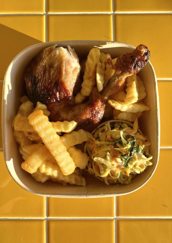 A chicken pack with chips. 