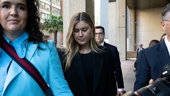 Brittany Higgins arrives at the Federal Court on Thursday.