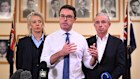 Nationals leader David Littleproud with Bridget McKenzie and Kevin Hogan on Tuesday.