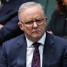 PM Anthony Albanese during a condolence motion in relation to the victims of the Bondi terror attack at Parliament House on Monday.