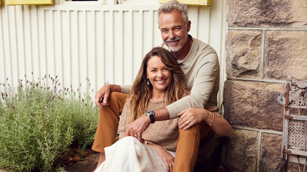 Alison wears Saba “Edith” top, $179. Country Road skirt, $229. Cameron wears COS polo shirt, $115. Saba chinos, $199.