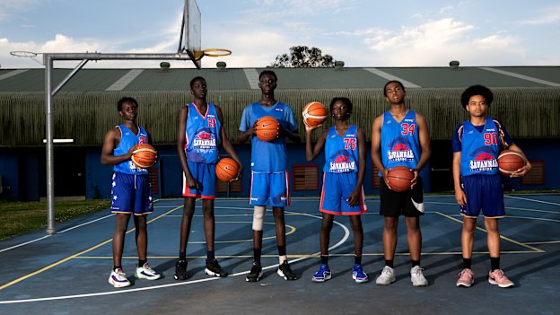 Savannah Pride players Diing Deng, Rilpuou Dut, Deyb Deyb, Ceefah Lemiri, Jackson Taingahue-Neil, and Taonga Tembo-Sievers.