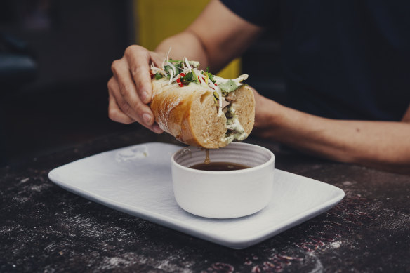 Inspired by The Bear’s Chicago beef sandwich, Lit Canteen’s banh mi is dipped in a beautifully delicate star anise-laced pho.