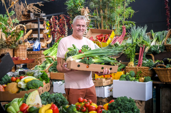 Neil McMahon shopping for the ingredients he will then ask AI to create a recipe for.