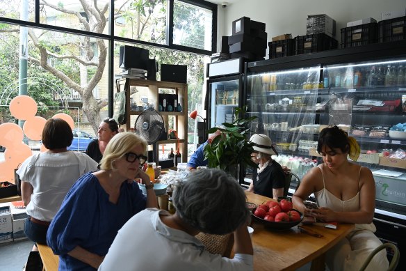 A communal table takes centre stage at the community-minded cafe.