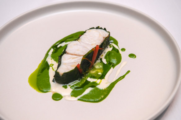 Chard-wrapped barramundi at Prova.