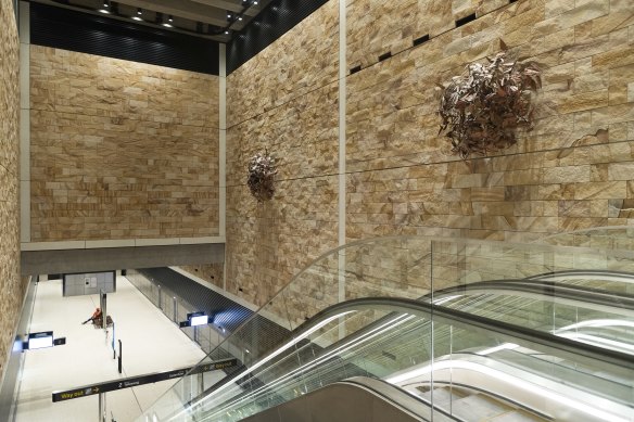 The new metro station at Barangaroo, on the western side of Sydney’s CBD.