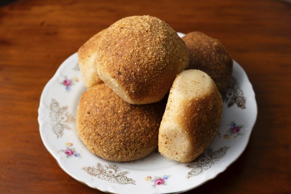 Pandesal, a soft, traditional Filipino bread.