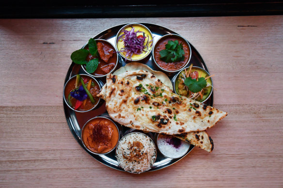 Thali tray of curries.
