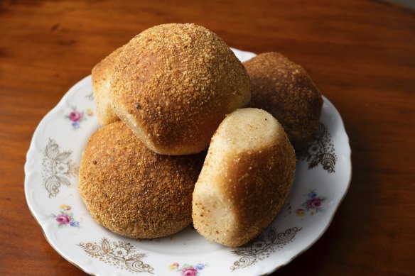 Pandesal, a soft, traditional Filipino bread.