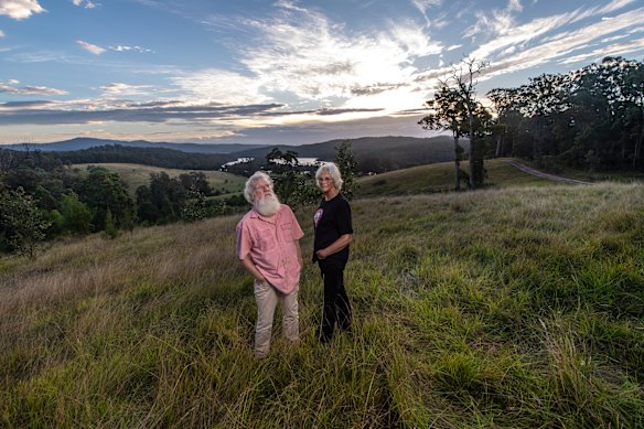 Bruce Pascoe and wife Lyn Harwood on their farm Yumburra, near Mallacoota in Eastern Gippsland.