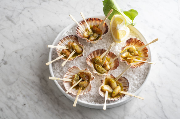 Scallops in the shell with Cafe de Paris butter.