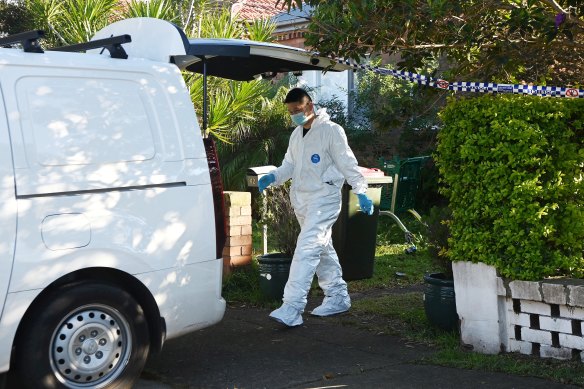 Forensic officers at the scene on Wednesday morning
