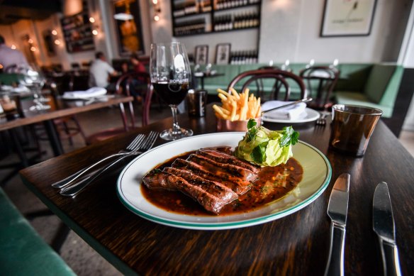 The steak frites at Bar Romanee