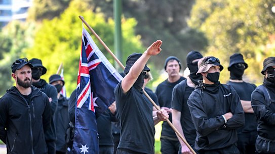 Neo-Nazi protestors in Melbourne.