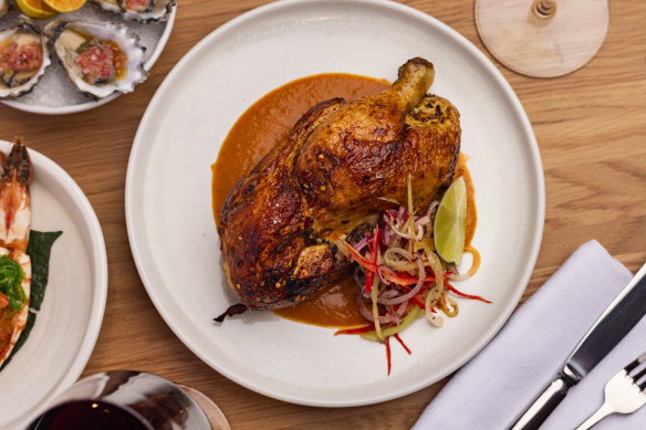 Roast chicken with coconut curry sauce and Ceylon arrack.
