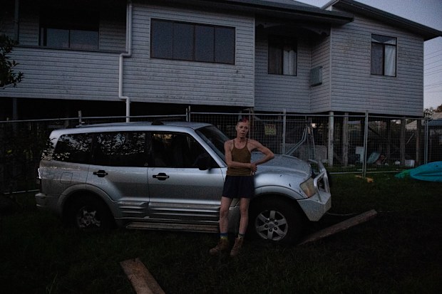Before moving into the pod village, Alison Norris was squatting in a flood-affected house in Lismore after the owner of her rental in North Lismore took a buyback.