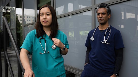 Junior doctors Jacqueline Ho and Sanjay Hettige.
