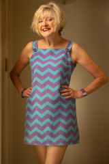 Melbourne Carla Zampatti customer Yvonne Dite, in a dress by the designer from 1967.