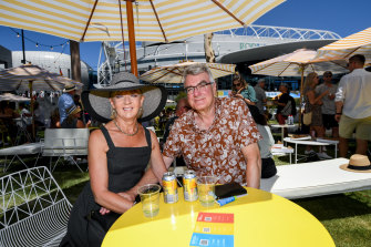 Tennis fans Lois Shaw and Mark Carey enjoyed a sunny Friday at the Australian Open.