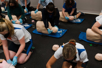 A CPR course at Carlile Swimming in Sydney’s Lane Cove West.