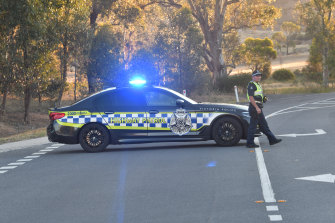 The scene where a cyclist died after he was hit by a car driven by a drunk driver in Ravenswood near Bendigo. 