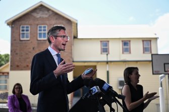 NSW Premier Dominic Perrottet at Monday’s press conference. 