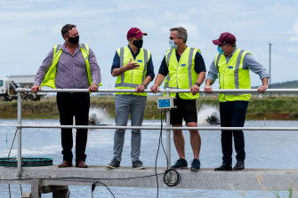 Anthony Albanese met with Labor senators and candidates at Tassal’s Prawn farm in Proserpine.