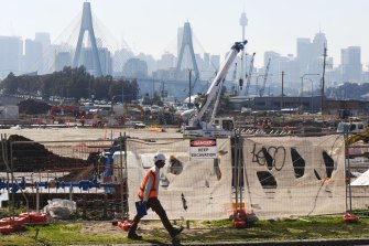 Interchange construction at the old Rozelle train yards.