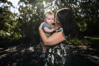 Jess Bunting with her five-month-old son William. She has been using the SleepWellBaby app. 