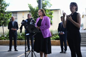 Education Minister Sarah Mitchell at Rosehill Public on the eve of students’ return to school