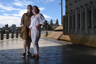 Zoe Baker, the new mayor of North Sydney, left, pictured along with fellow councilor MaryAnn Beregi, has demanded greater transparency from the $64 million redevelopment of the $64 million Olympic pool in North Sydney.