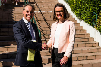 Health Minister Greg Hunt and Social Services Minister Anne Ruston. 