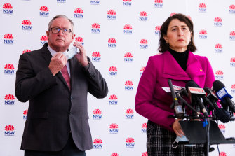 NSW Health Minister Brad Hazzard, left, says mask rules will be tightened in the state.