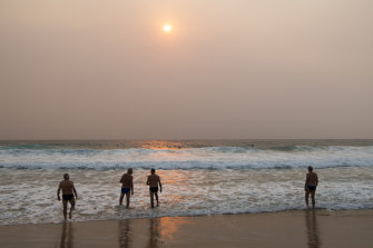 Maroubra Beach on Friday as air quality in Sydney was ranked the ninth poorest among capital cities in the world.
