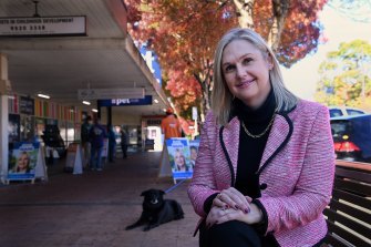 Liberal candidate for Hughes, Jenny Ware, outside a pre-polling station in Engadine, in south Sydney.