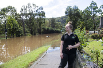 Wisemans Ferry Bowling Club worker and uni student Emma Wills is cut off from her home.