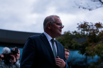 Prime Minister Scott Morrison campaigning in the Victorian marginal seat of Corangamite today.