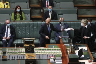 Treasurer Josh Frydenberg during the Budget speech.