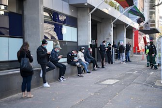Winter is coming: Foot traffic has dived in the CBD today. Instead, there are lines outside testing sites.