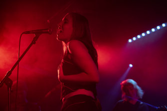 Australian singer Hatchie performing at Mary’s Underground in Sydney earlier this month.