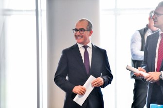 Acting Premier James Merlino during the Victorian Budget lockup on Thursday.