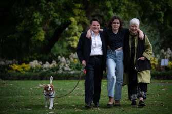 Victorian Equal Opportunity and Human Rights Commissioner Ro Allen (left) with wife Kaye Bradshaw and their daughter Alex.