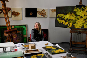 Artist Jennifer Keeler-Milne in her studio in Newtown.