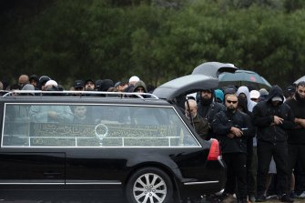 Mourners attend Mahmoud “Brownie” Ahmad’s funeral at Rookwood Cemetery.