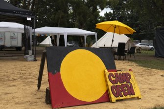 The Aboriginal Tent Embassy on Monday.