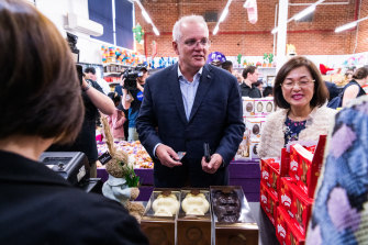 Gladys Liu campaigning with Scott Morrison in April.