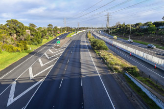 The Monash Freeway inbound at Chadstone at 9am on Thursday.